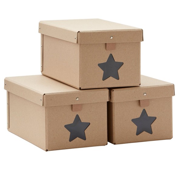 Kids Concept Schuhboxen Kartons Sterne Natur Grau