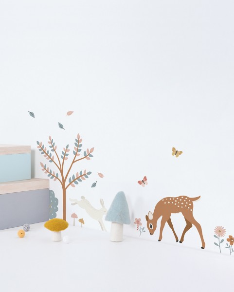 Lilipinso Wandsticker Waldleben Rehe Igel Eichhörnchen
