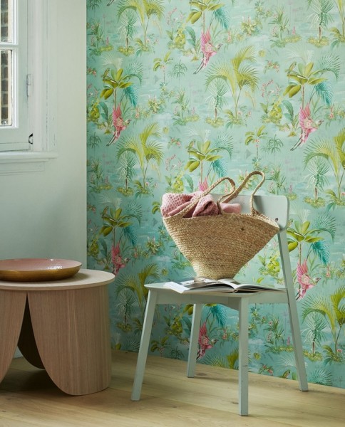 Pip Studio 5 Vliestapete Palmen Pastell Blau
