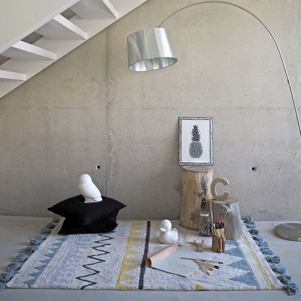 Lorena Canals Teppich Azteca natural vintage blue waschbar 120x160cm