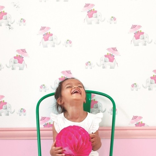 Camengo Tapete mit Elefanten rosa 9810141