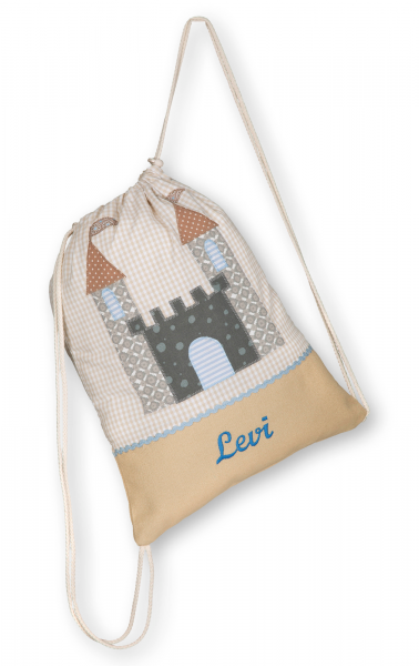 Crepes Suzettes Turnbeutel mit Namen bestickt Ritterburg