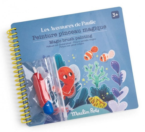Moulin Roty Malbuch mit Zauberpinsel Paulie 3+