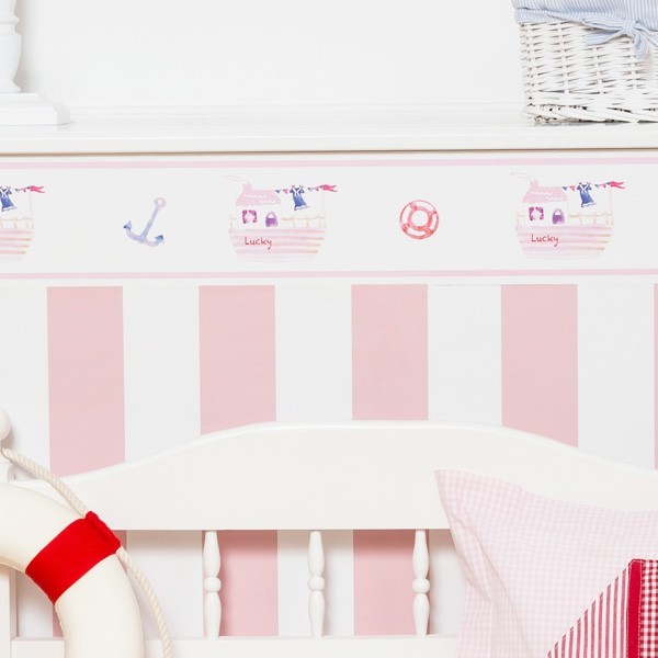 Hansekind Selbstklebende Bordüre Hausboot rosa