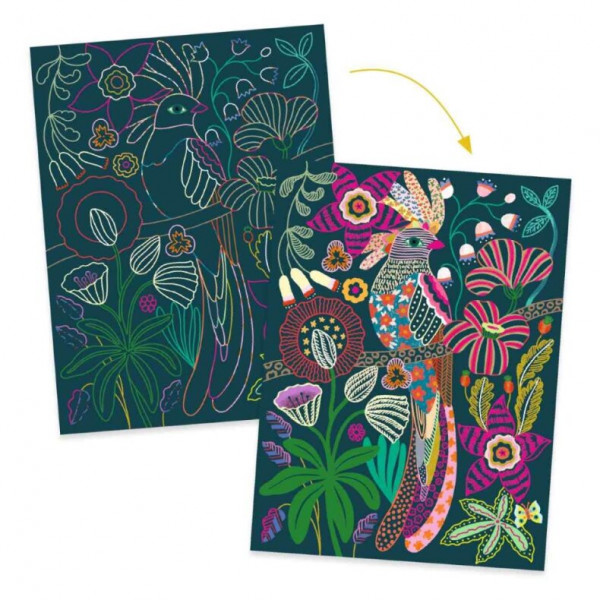 Djeco Kratzbilder Neonfarben Rococo 7+