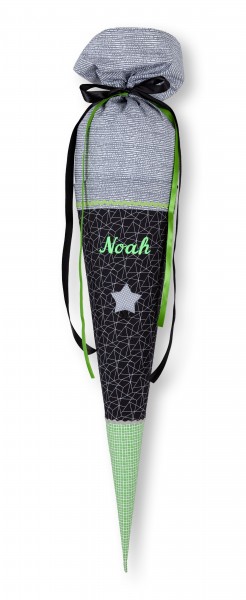 Crepes Suzette Schultüte mit Namen Schwarz Grün