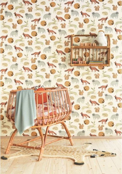 Eijffinger Mini Me Kindertapete Waldtiere blau