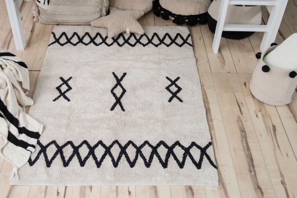 Lorena Canals waschbarer Kinderteppich Atlas natural schwarz