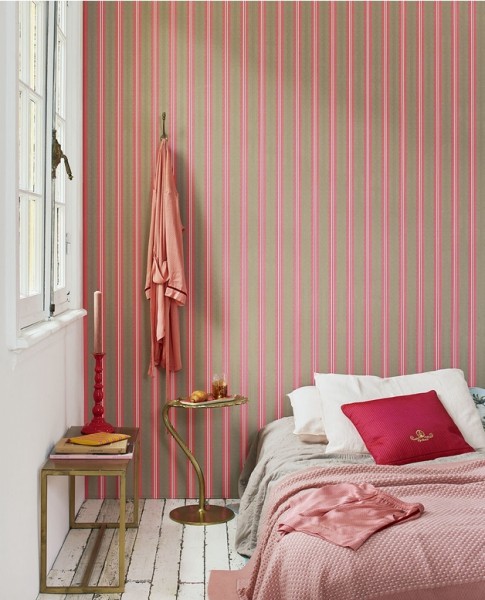Pip Studio 5 Vliestapete Streifen Braun Pink