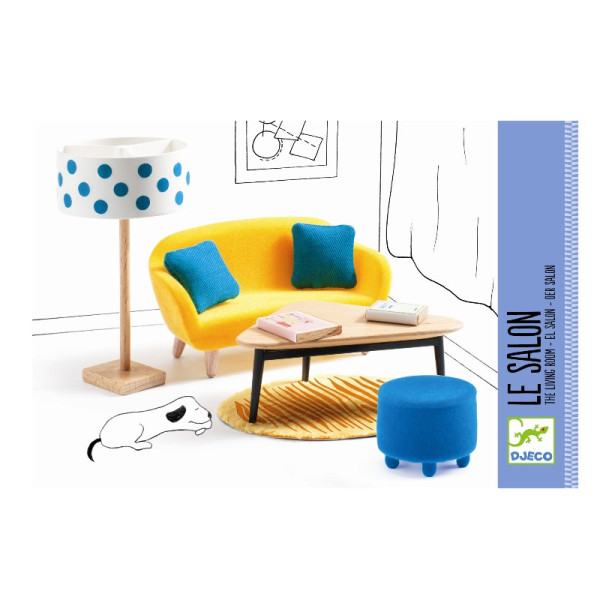 Djeco Puppenhauszubehör Wohnzimmer orange