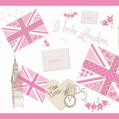 Caselio Bordüre London rosa/grau selbstklebend 66234004