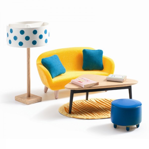 Djeco Puppenhauszubehör Wohnzimmer orange