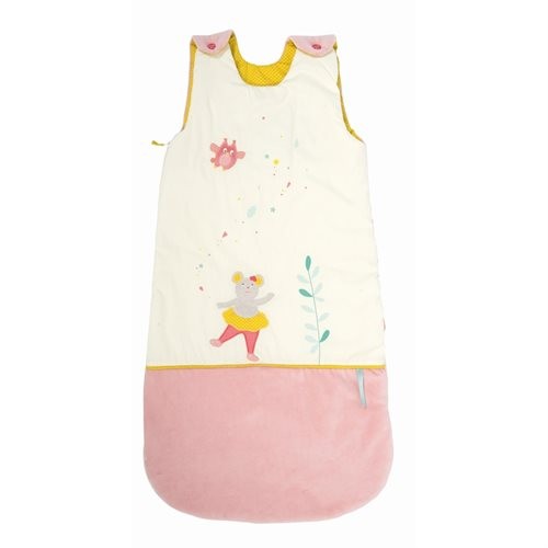 Moulin Roty Babyschlafsack Maus rosa weiss 90 cm