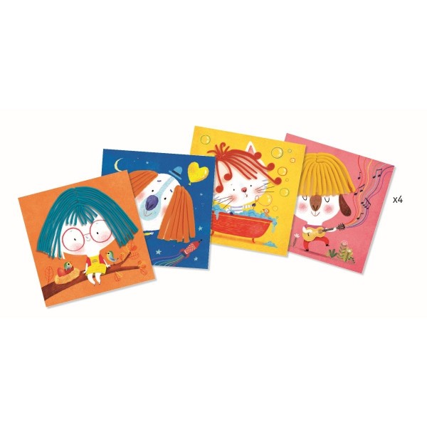 Djeco basteln mit Knete Locken und gerades Haar 3+