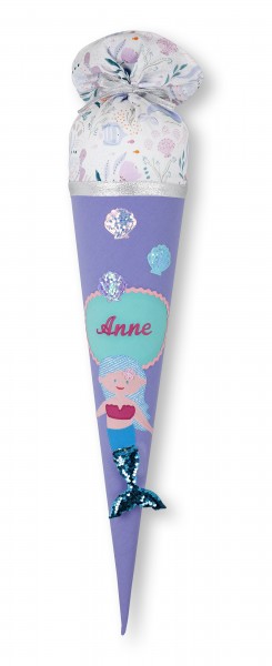 Crepes Suzette Schultüte mit Namen Meerjungfrau Lila