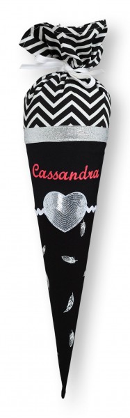 Crepe Suzettes Geschwistertüte silbernes Herz schwarz