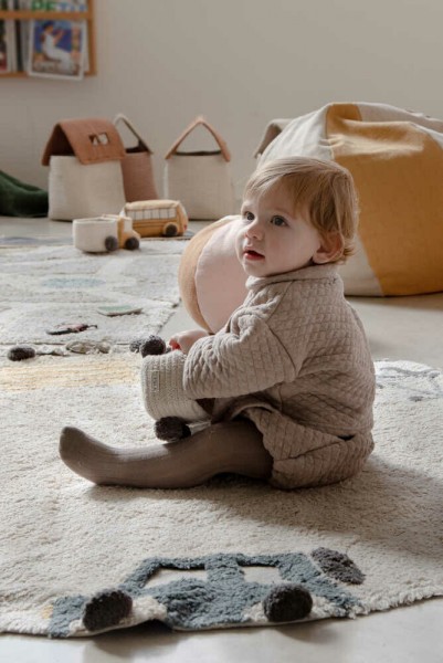 Lorena Canals Kinderteppich Wheels rund Autos 140cm