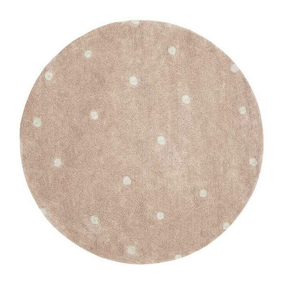 Lorena Canals waschbarer Kinderteppich rund mit Punkten Altrosa