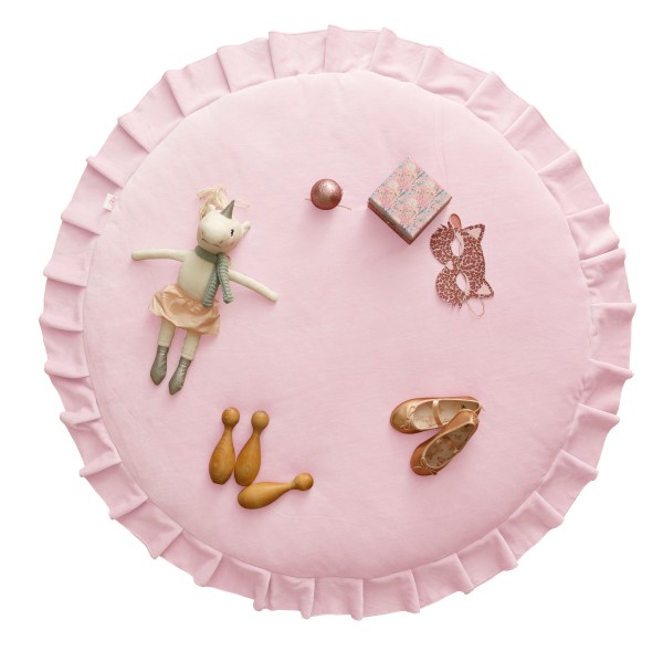 WigiWama Spielmatte mit Rüschen Samt Rosa 110cm