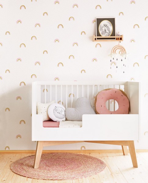 Eijffinger Vlies Kindertapete Regenbogen rosa beige