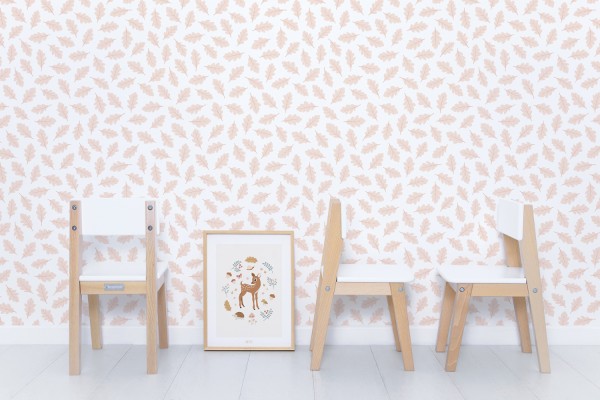 Lilipinso Kinderzimmertapete Vliestapete Eichenblätter Rosa