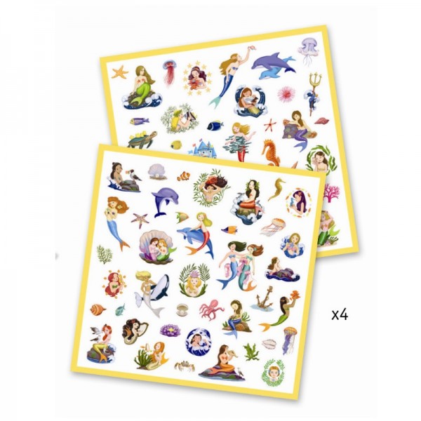 Djeco Aufkleber Stickerset Meerjungfrauen