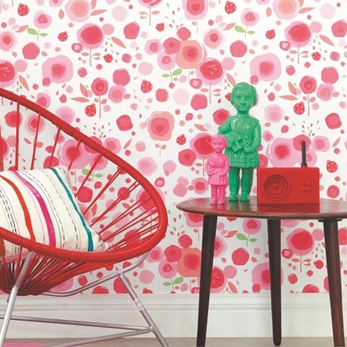 Camengo Tapete Blumenwiese rosa/orange 9910145