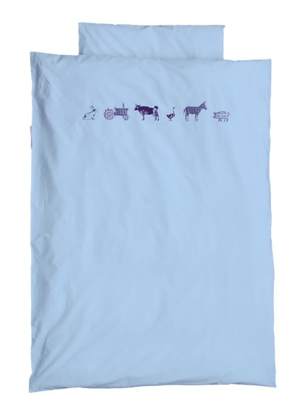 Taftan Bettwäsche Bauernhof hellblau 100x135