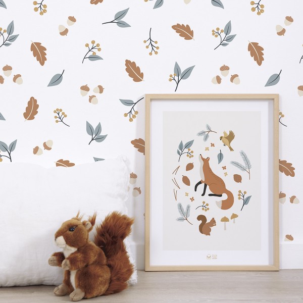 Lilipinso Kinderzimmerbild Poster Waldleben Fuchs