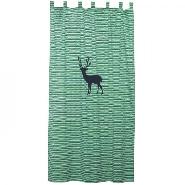 Taftan Vorhang Hirsch blau-grün