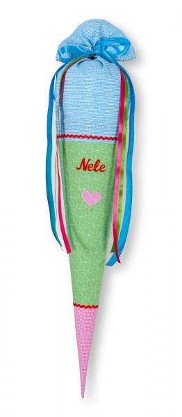 Crepes Suzette Schultüte mit Namen Grün Blau Pink Nele