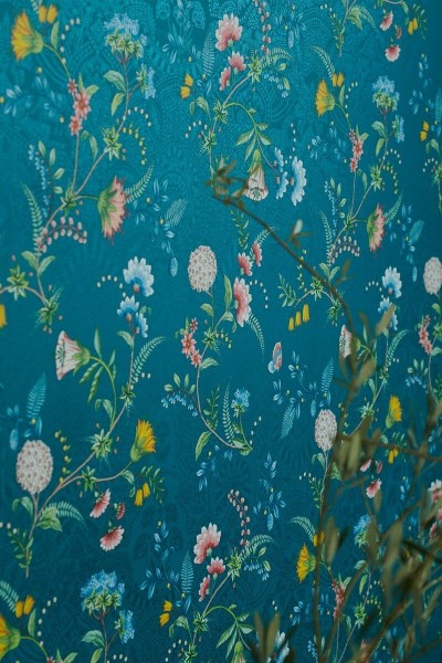 Pip Studio 5 Vliestapete Blumen Blaugrün