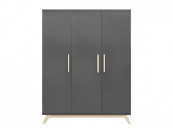Bopita Kleiderschrank Kyan 3 Turig Deep Grey Natur Schranke