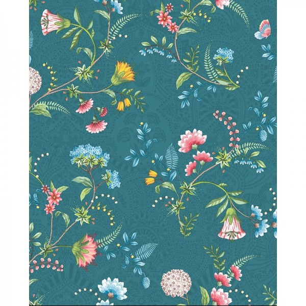 Pip Studio 5 Vliestapete Blumen Blaugrün