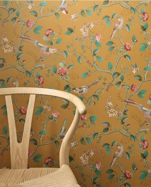 Pip Studio romantische Vliestapete Blumen gelb ocker