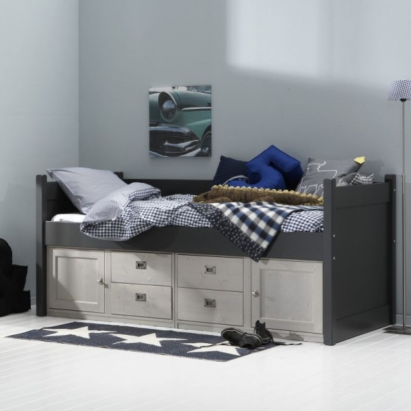 Alta Kojenbett mit Unterbauschrank 90x200cm Anthrazit