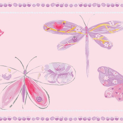 Caselio Bordüre Schmetterlinge lila 66205004