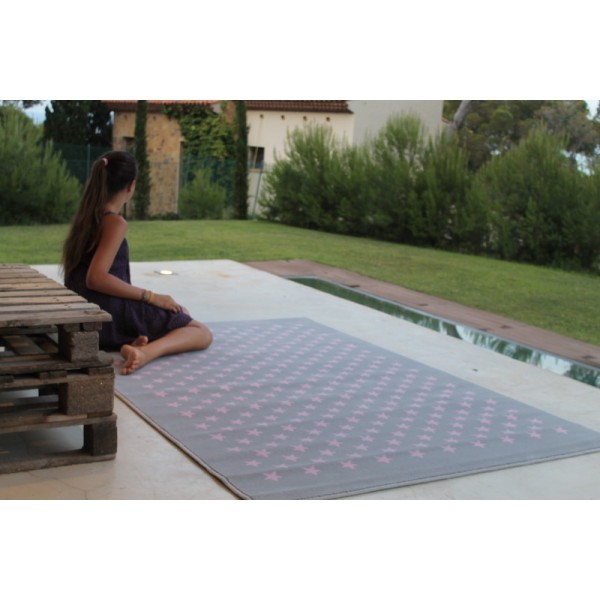 Lorena Canals Teppich grau Sterne rosa 120x160cm