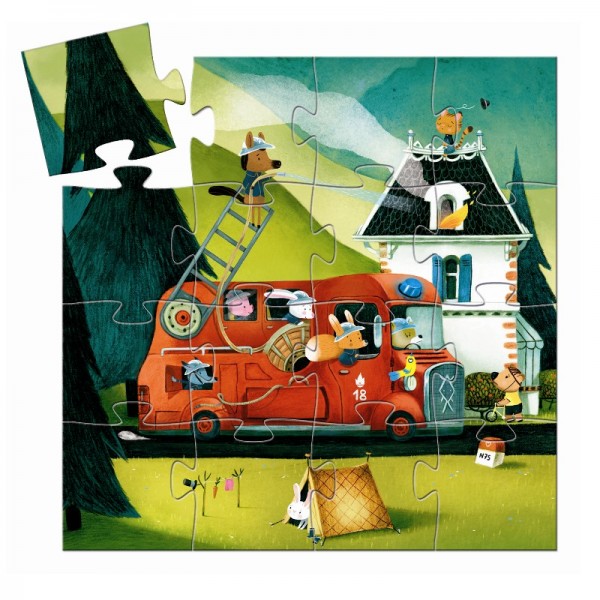 Djeco Formenpuzzle Feuerwehrauto 3+