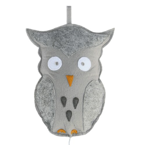 Taftan Spieluhr Eule grau