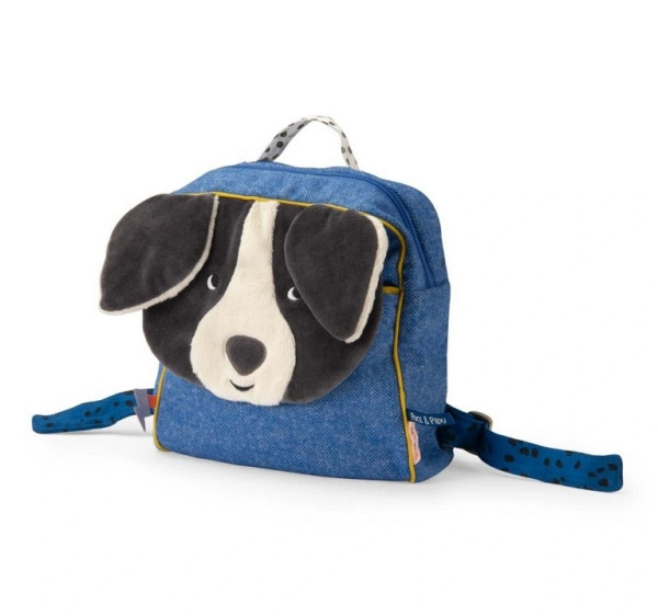 Moulin Roty Puce und Pilou Stoffrucksack Hund blau