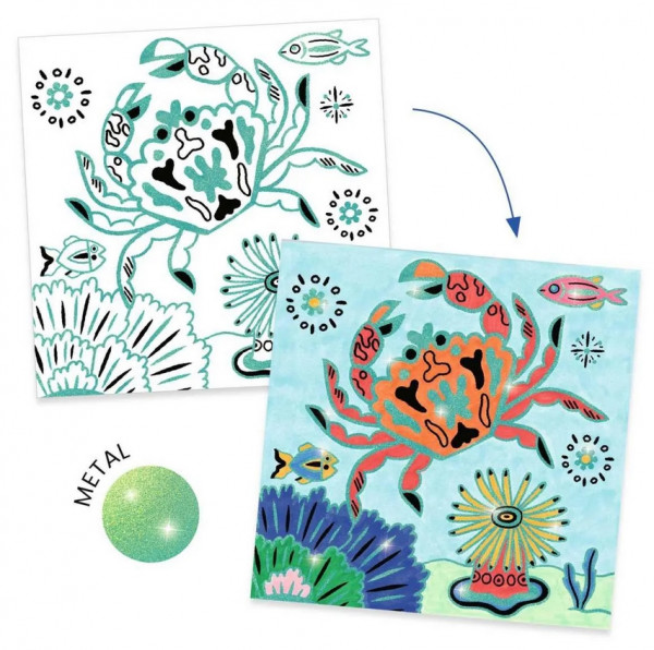 Djeco glänzende Ausmalbilder Unter Wasser 5+