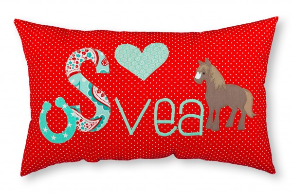 Crepes Suzette Namenskissen Pferd und Hufeisen