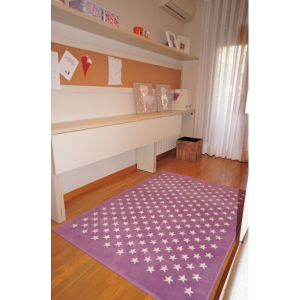 Lorena Canals Kinderteppich lila Sterne weiss 120x160cm