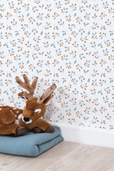 Lilipinso Kinderzimmertapete Vliestapete Wildbeeren Weiss Caramel