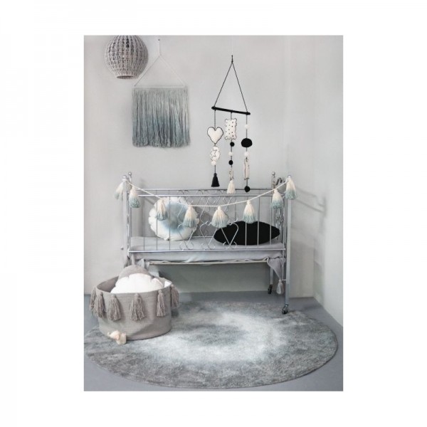 Lorena Canals waschbarer Kinderteppich rund Tie-Dye Vintage Blau