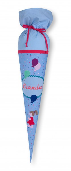 Crepes Suzette Schultüte mit Namen Mädchen mit Luftballons