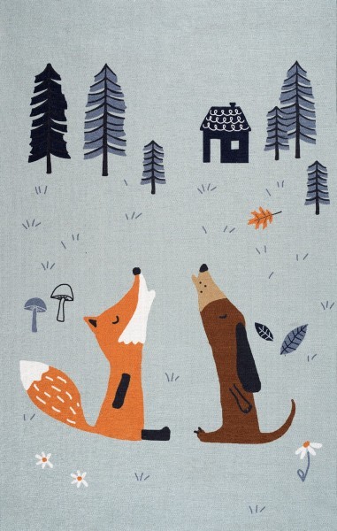 Scandic Living Teppich Fuchs und Hund Silbergrau 100x160