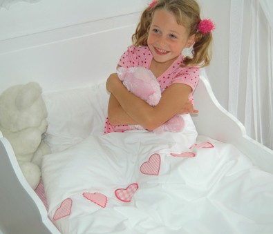 Taftan Bettwäsche Hearts check rosa 135x200