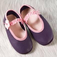 Pololo Lederpuschen Ballerina aubergine 30/31
